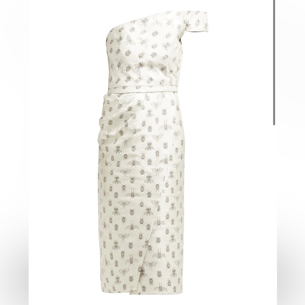 Johanna Ortiz Little Details One-Shoulder Satin Midi Dress | US 8 | NWT | Rare